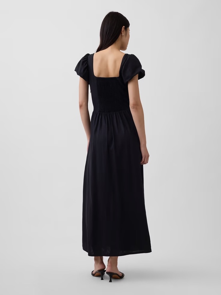 Nwt Gap Linen-Blend Drop Waist Maxi Dress // Black — image 2 of 5